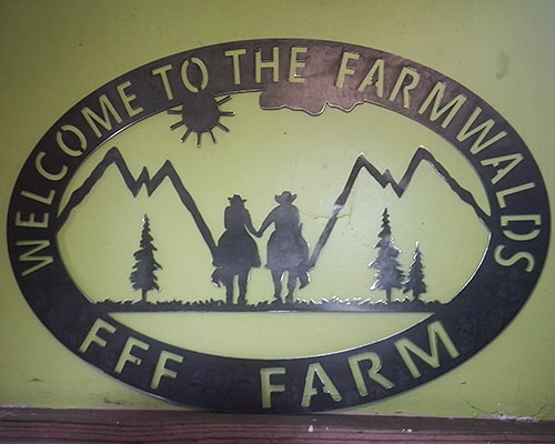 Welcome sign for a farm