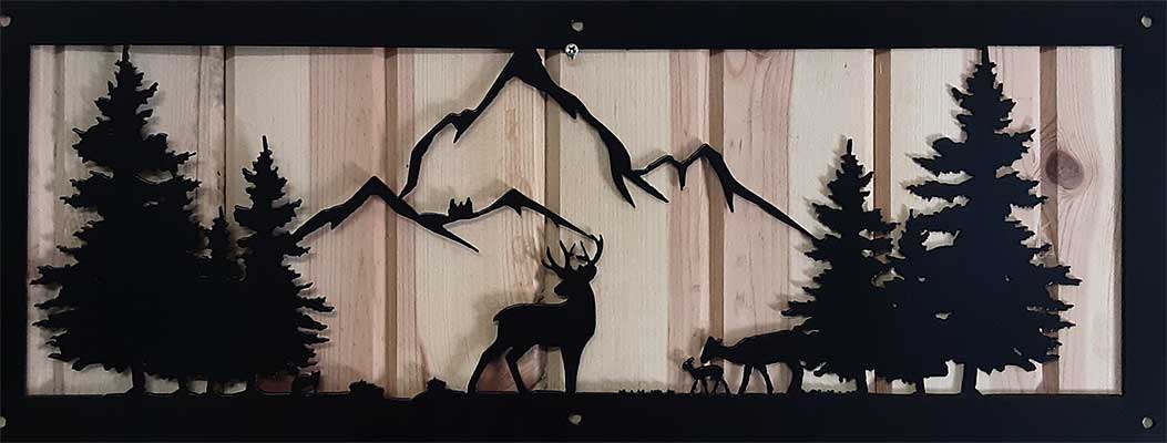 Deer, mountains, and woods